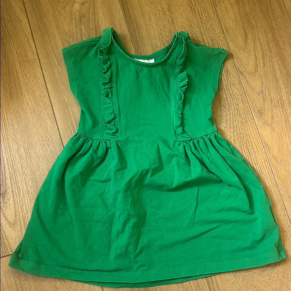 Hanna Andersson Vibrant Green Dress with Ruffles